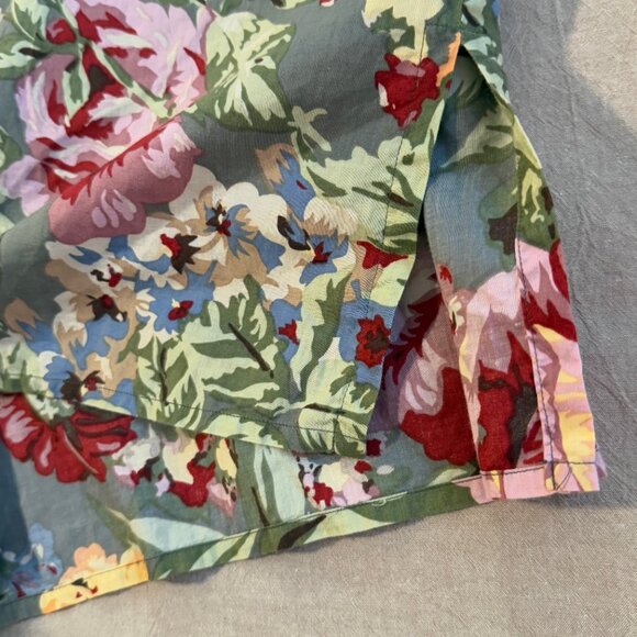 Ruff Hewn Cotton Tropical Floral Set Button Down Blouse AND Wrap Skirt Size L/16 - Picture 6 of 14